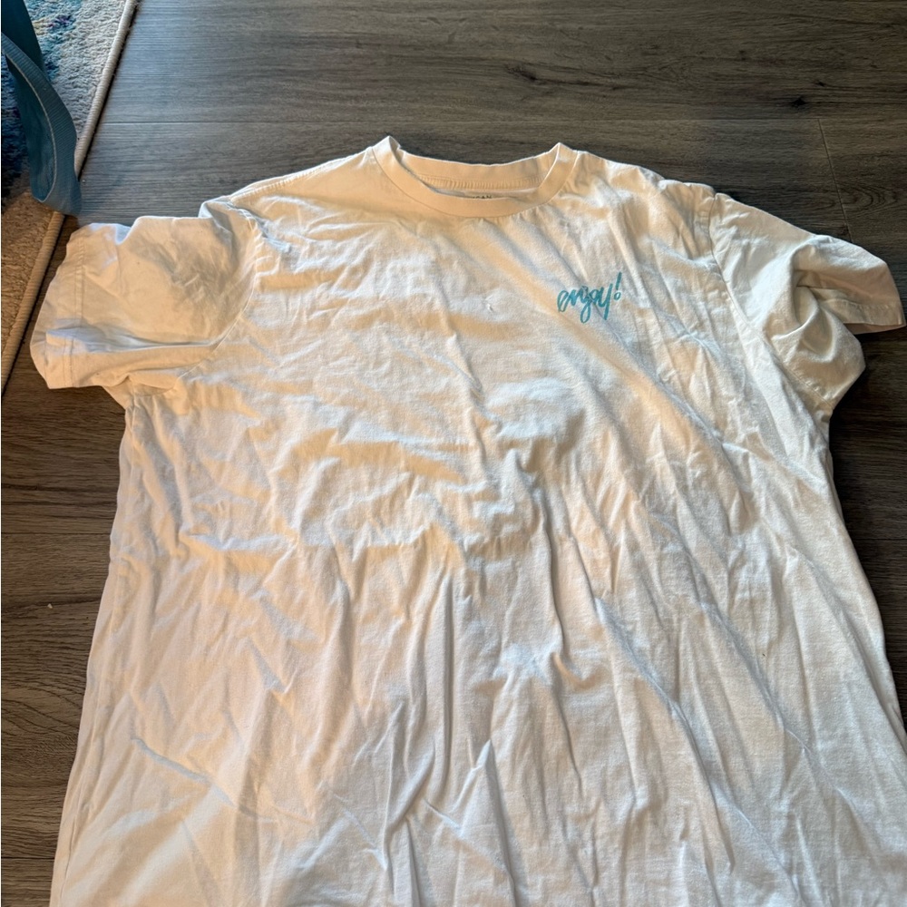 American Eagle Outfitters White Tee with Blue Graphic